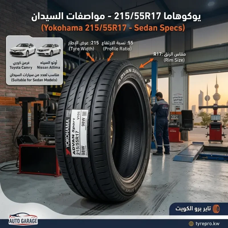 تاير يوكوهاما 215/55R17 تويوتا كامري ونيسان التيما