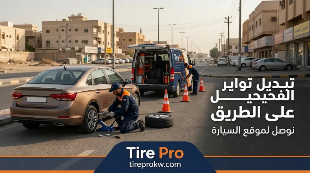 محل تواير الفحيحيل لتبديل الإطارات المتضررة في موقعك 2 توصيل وتركيب التواير في الفحيحيل