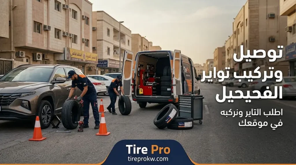 محل تواير الفحيحيل لتبديل الإطارات المتضررة في موقعك 3 توصيل وتركيب التواير في الفحيحيل