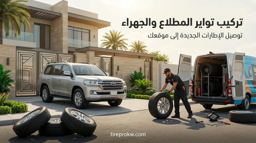 توصيل وتركيب تواير المطلاع والجهراء لسيارات الجيب والدفع الرباعي مع الإطارات الجديدة من Tire Pro