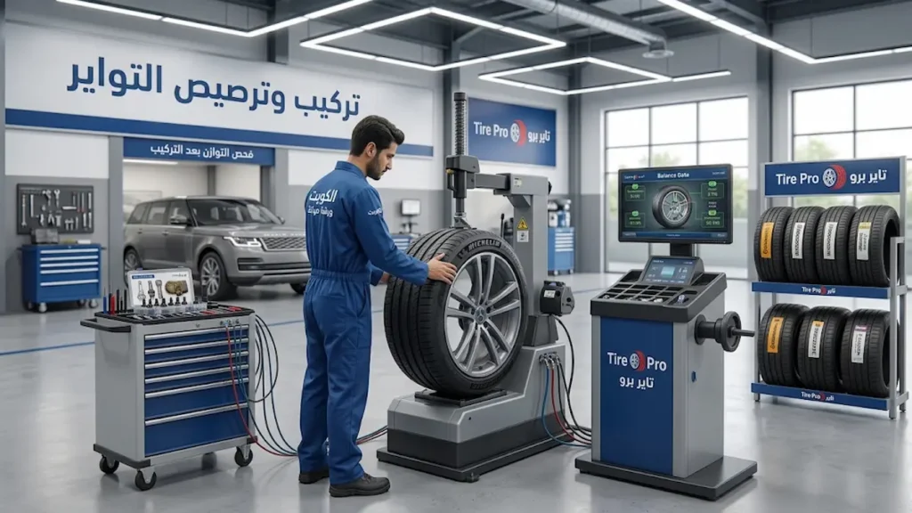 تبديل تواير الكويت | خدمة تركيب اطارات متنقل 24 ساعة 7 تركيب وترصيص تواير السيارة بعد التبديل من تاير برو الكويت