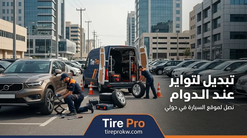 محل تواير حولي مع توصيل الإطارات للمنزل والدوام 6 تركيب تواير في مواقف العمل داخل حولي