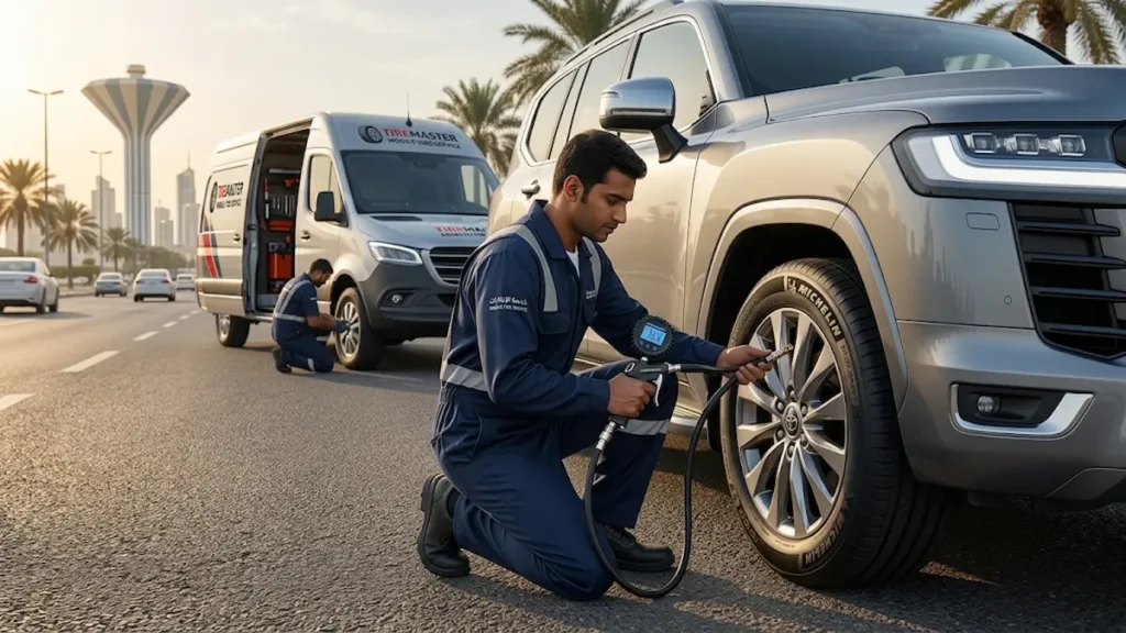 نفخ تواير الكويت 24 ساعة – تعبئة هواء الإطارات وبنشر متنقل 3 نفخ تواير الكويت من تاير برو بخدمة متنقلة