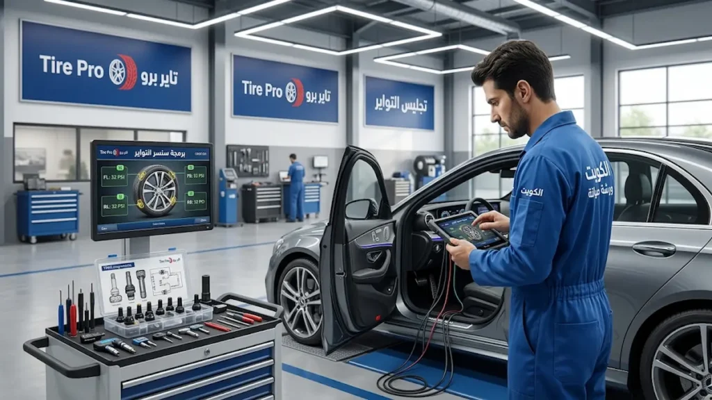 برمجة سنسر التواير في الكويت 24 ساعة – فحص وبرمجة TPMS 2 برمجة سنسر التواير وفحص TPMS في الكويت من تاير برو