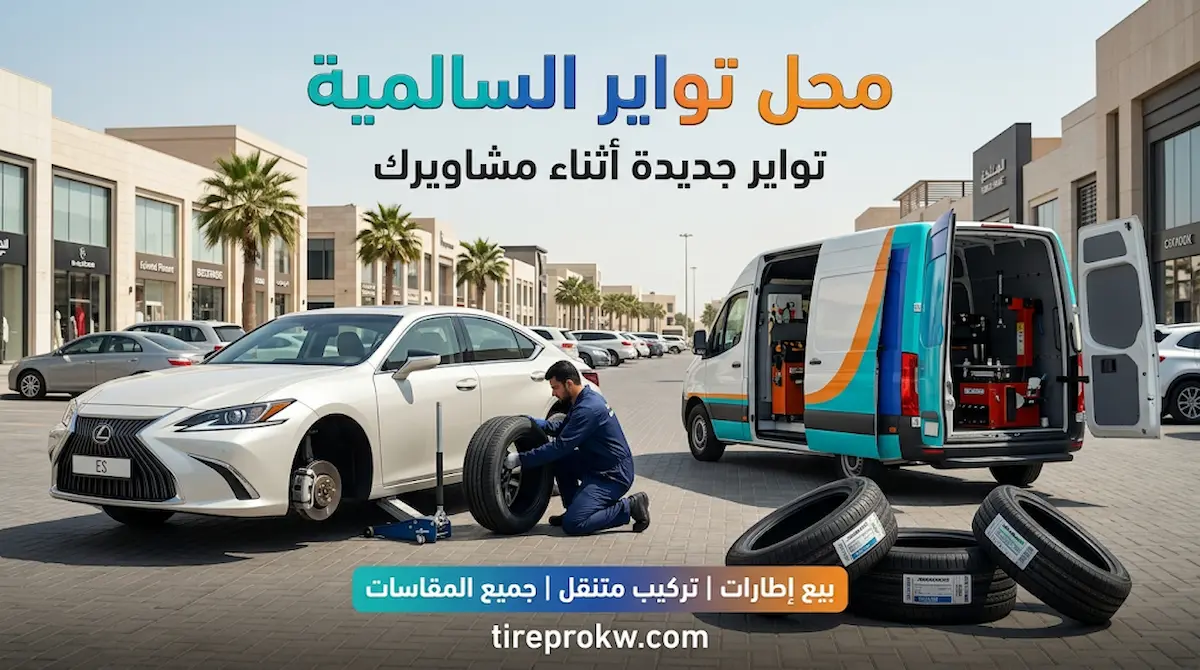 محلات وخدمات تواير Tire Pro في مناطق الكويت 6 محل تواير السالمية لبيع الإطارات الجديدة مع توصيل وتركيب التواير في مواقف المجمعات والأسواق من Tire Pro